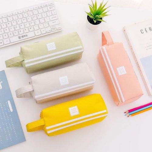 Large Capacity Double Zipper Pencil Case With Handle Cheap School Supplies Box Stationery Storage Organizer Aesthetic Pen Bag
