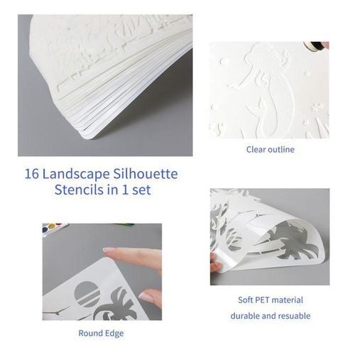 Multi-functional A4 Drawing Stencils Lanscape Mountain River