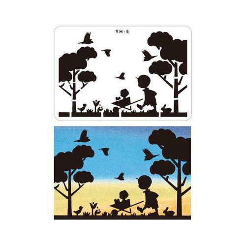 Multi-functional A4 Drawing Stencils Lanscape Mountain River