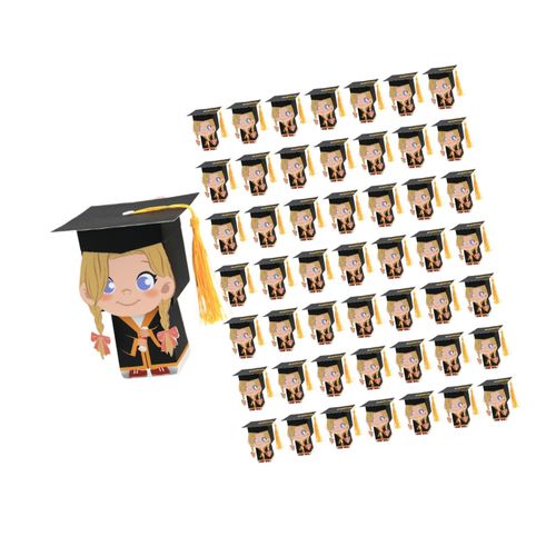 50x Graduation Hat Gift Boxes Doctoral Cap Shaped Girls