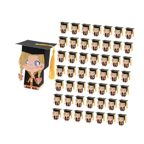 50x Graduation Hat Gift Boxes Doctoral Cap Shaped Girls