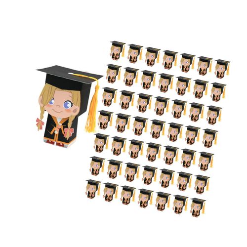 50x Graduation Hat Gift Boxes Doctoral Cap Shaped Girls