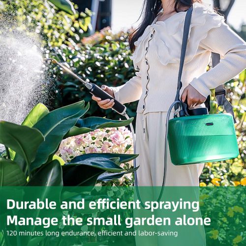 Battery Powered Garden Sprayer 1.32 Gallon / 5L Electric Sprayer with USB Rechargeable Handle Portable Garden Sprayer with Telescopic Wand / 2 Mist Spray Lance / Adjustable Shoulder Strap NO5114