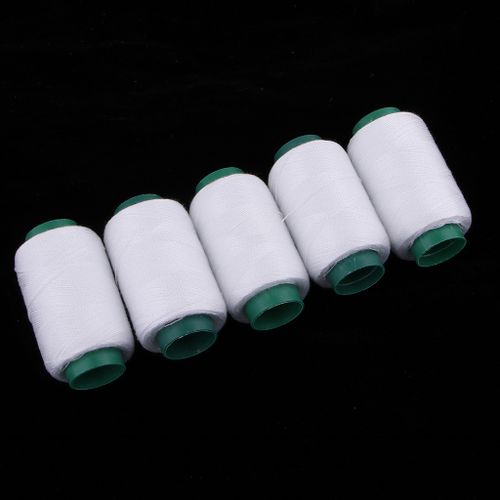 5 cones overlock thread (200m each), sewing thread set, White