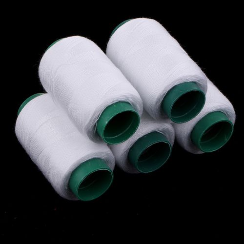 5 cones overlock thread (200m each), sewing thread set, White