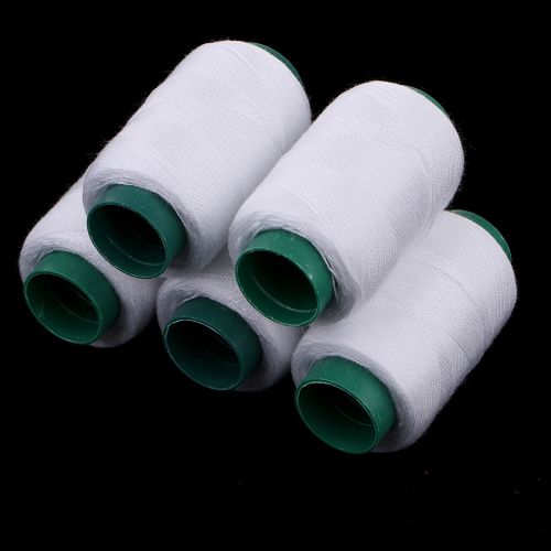 5 cones overlock thread (200m each), sewing thread set, White