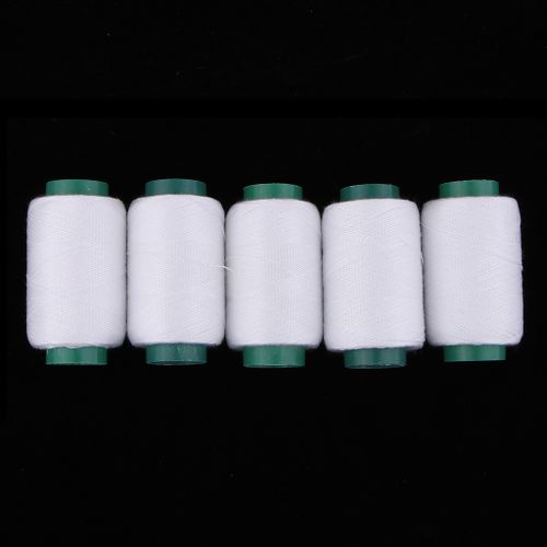 5 cones overlock thread (200m each), sewing thread set, White