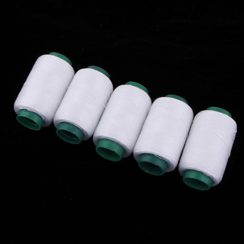 5 cones overlock thread (200m each), sewing thread set, White