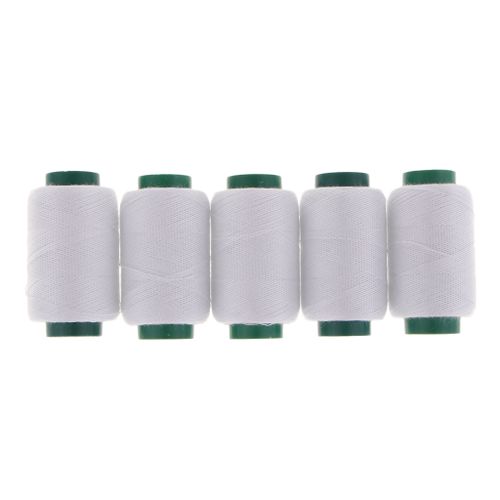 5 cones overlock thread (200m each), sewing thread set, White