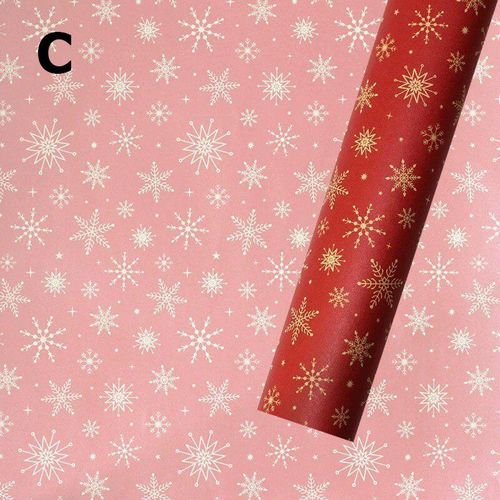 Christmas Wrapping Paper Red White Snowflakes and Reindeer Design for Holiday Party Celebration