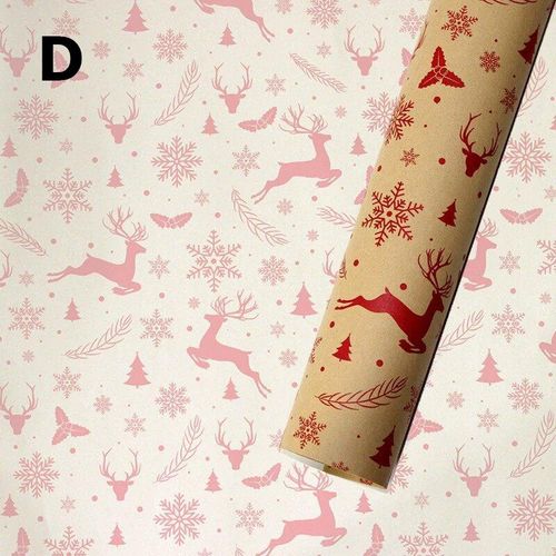 Christmas Wrapping Paper Red White Snowflakes and Reindeer Design for Holiday Party Celebration