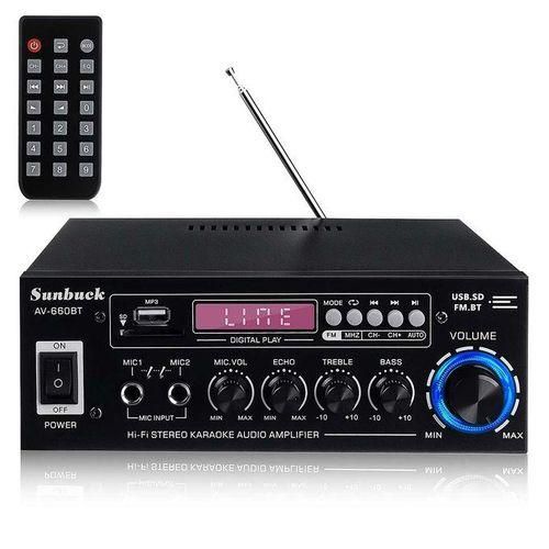 2000W 110V 220V Bluetooth 5.0 Car Amplifiers With FM Radio Speaker Audio Amplifier Vehicle Amplifier Enclosure Car Audioblack