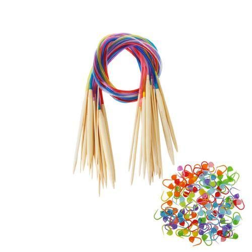 18 Sizes Wooden Circular Knitting  Crochet Hook With 100pcs