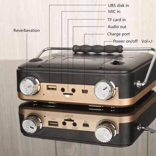 High Power Bluetooth Speaker Megaphone Led Flashlight Fm Radio Usb Tf Aux 3.5mm Mic In Sound Record Function With 2 18650 Batter