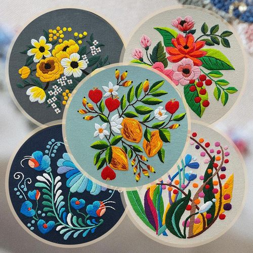 Flowers Embroidery Materials Package Diy Needlework Embroidery Cross Stitch Kit For Beginners Decor Paintings Semi-Finished