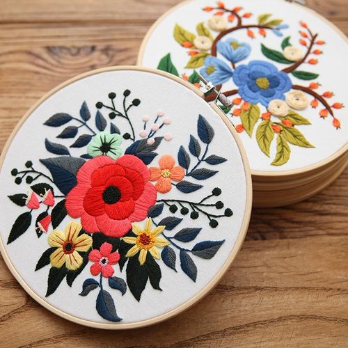 Flowers Embroidery Materials Package Diy Needlework Embroidery Cross Stitch Kit For Beginners Decor Paintings Semi-Finished