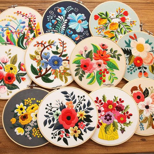 Flowers Embroidery Materials Package Diy Needlework Embroidery Cross Stitch Kit For Beginners Decor Paintings Semi-Finished