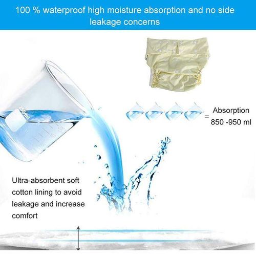 Adult Washable Cloth Diaper Adjustable Reusable Ultra Absorbent Incontinence Pan Blue