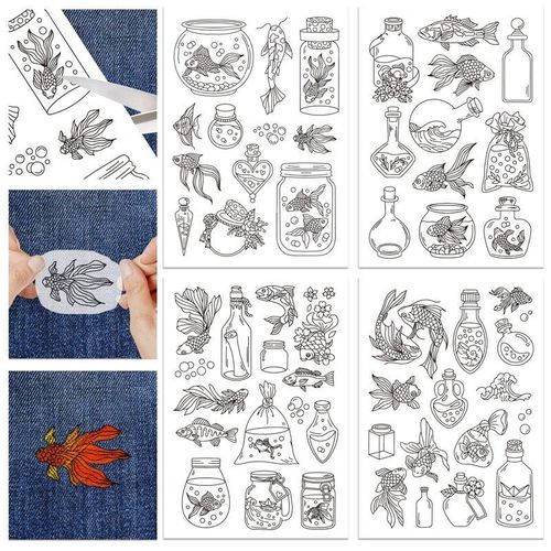 4pcs Cute Animal Pattern Water Soluble Stabilizers Embroidery Stickers Stitch Embroider Papers Tear Away Stitchwork Template Set