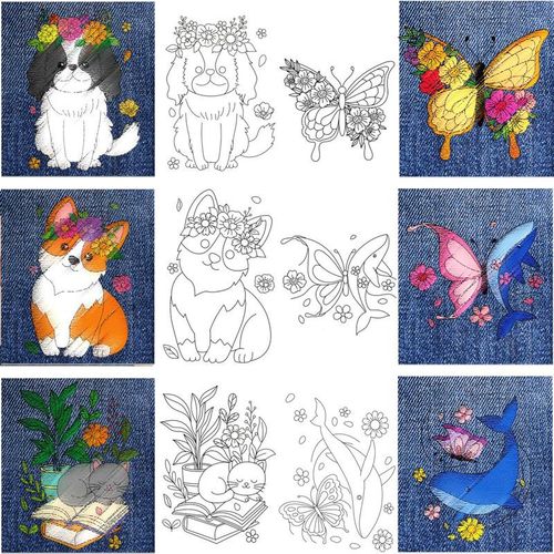 4pcs Cute Animal Pattern Water Soluble Stabilizers Embroidery Stickers Stitch Embroider Papers Tear Away Stitchwork Template Set