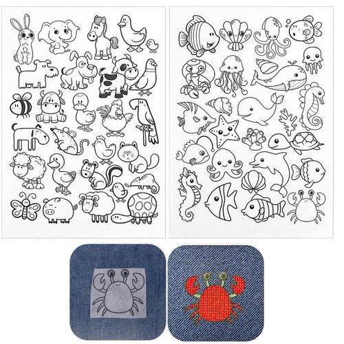 4pcs Cute Animal Pattern Water Soluble Stabilizers Embroidery Stickers Stitch Embroider Papers Tear Away Stitchwork Template Set
