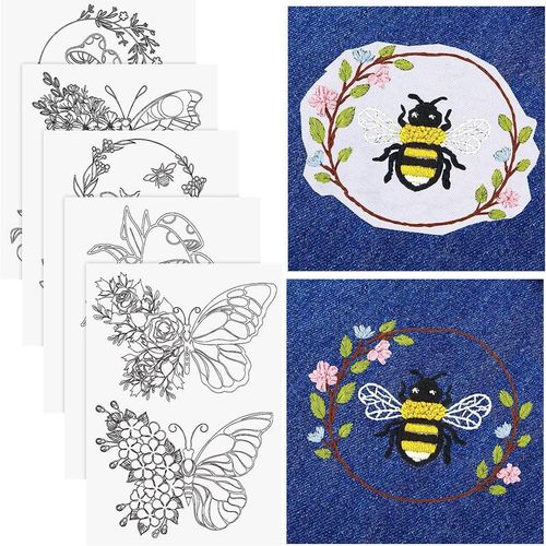 4pcs Cute Animal Pattern Water Soluble Stabilizers Embroidery Stickers Stitch Embroider Papers Tear Away Stitchwork Template Set