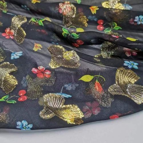 On Leopard Somalia Dirac Dress Lurex Saree Sudan Toub Thin Silk Metallic Shiny Fabric