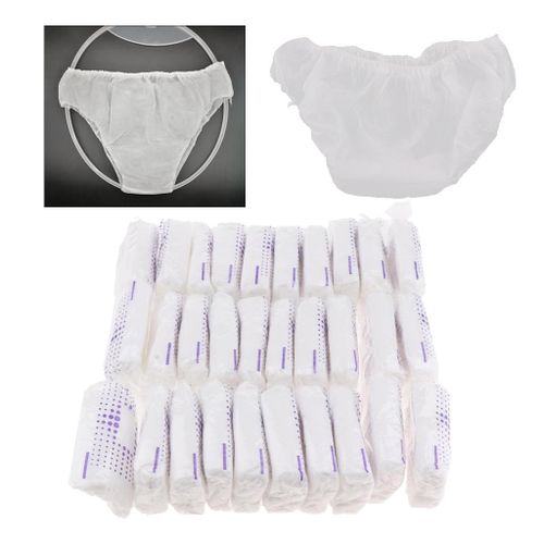 30pcs Women Men Disposable Underwear Travel Panties Briefs White
