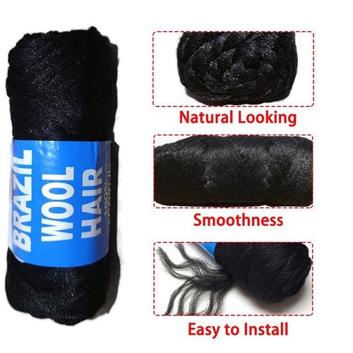 Sanbest Brazilian Wool Hair Yarn 100% Hand Knitting Wool Braiding Hair For African Crochet Hair Jumbo Braid