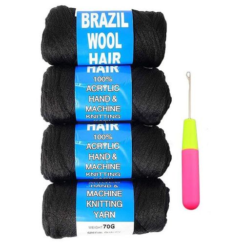 Sanbest Brazilian Wool Hair Yarn 100% Hand Knitting Wool Braiding Hair For African Crochet Hair Jumbo Braid