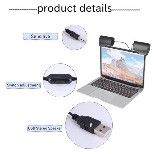 Clip Mini Portable USB Stereo Speaker Soundbar for Notebook