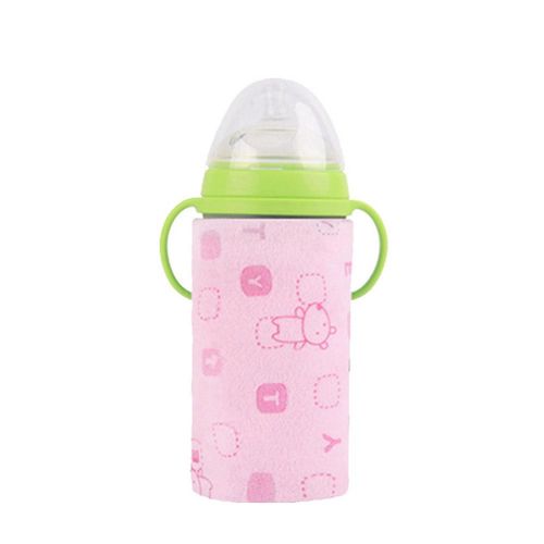 USB Baby Bottle Warmer Portable Travel Milk Warmer Infant Feeding Bottle Heated Cover Thermostat New,Pink NO5124