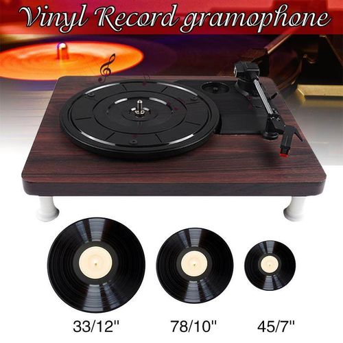 3 Speed Turntable Retro Vinyl Belt Music Wooden Record Player Stereo Speaker