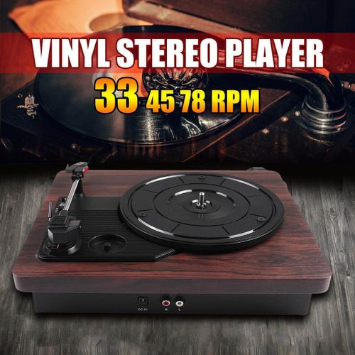 3 Speed Turntable Retro Vinyl Belt Music Wooden Record Player Stereo Speaker