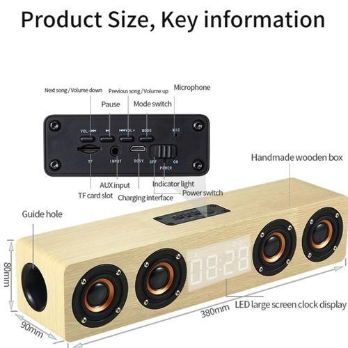 W8C Wooden Clock Subwoofer Bluetooth Speaker