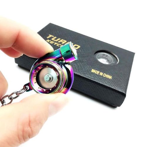 LED Mini Turbo Sound Turbocharger Keychain Spinning Turbine Key Chain Ring Keyring Keyfob Car Keyring Car Interior Accessories-colorful_WHITE
