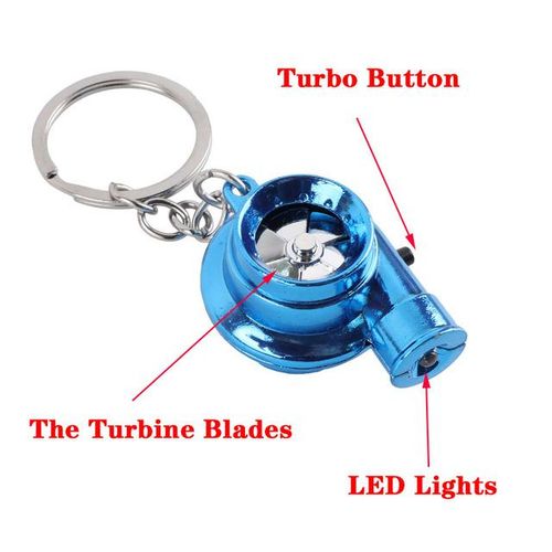 LED Mini Turbo Sound Turbocharger Keychain Spinning Turbine Key Chain Ring Keyring Keyfob Car Keyring Car Interior Accessories-colorful_WHITE