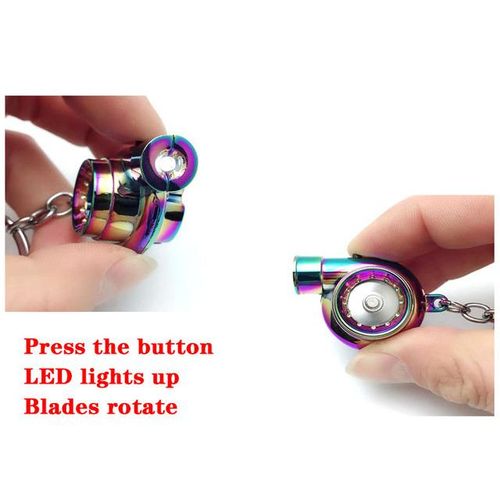 LED Mini Turbo Sound Turbocharger Keychain Spinning Turbine Key Chain Ring Keyring Keyfob Car Keyring Car Interior Accessories-colorful_WHITE