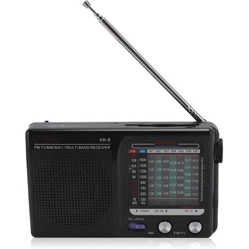 Portable Full Band Mini Emergency Radio FM MW SW Weather Alert Radio, Compact Elderly Radio with Antenna Built in Bluetooth Chip