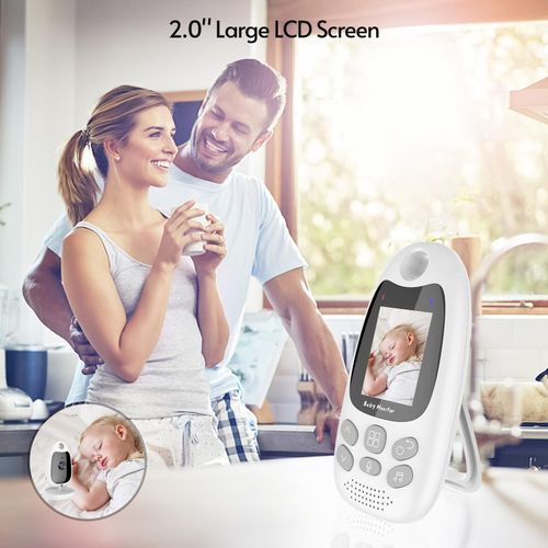 Wireless Baby Monitor Digital Camera Video Monitor for Kids with 2.0 Inch LCD Screen Room Temperature Detection Two-Way Talk Auto Night Vision Built-in Music Multi-Language Alarm Clock Setting
