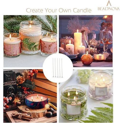 100Pcs Cotton Candle Wicks Pre-Waxed For Candle Making Candle DIY Thick Candle Wick With Base