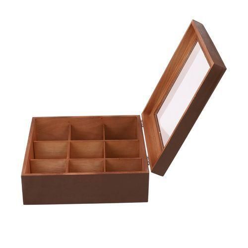 Wooden 9 Grids Tea Box Tea Bags Container Storage Box
