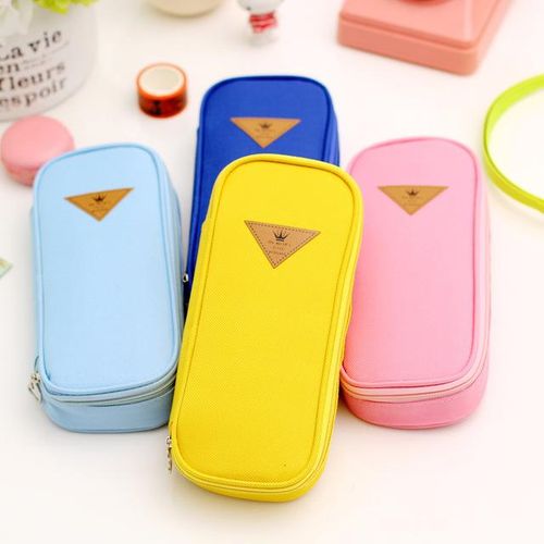Korean Style Candy Color Brief Canvas Pencil Case Multifunction Stationery Storage Organizer Bag School Supply Escolar Papelaria