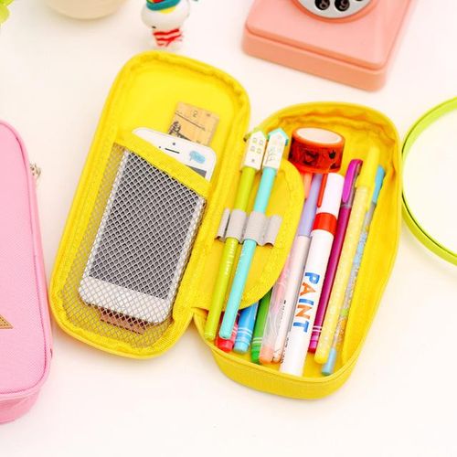 Korean Style Candy Color Brief Canvas Pencil Case Multifunction Stationery Storage Organizer Bag School Supply Escolar Papelaria