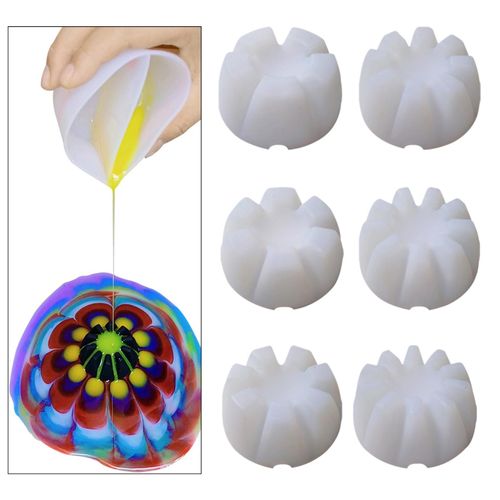 6Pcs Flower Base Silicone Models Candle Soap Making DIY Jewelry White