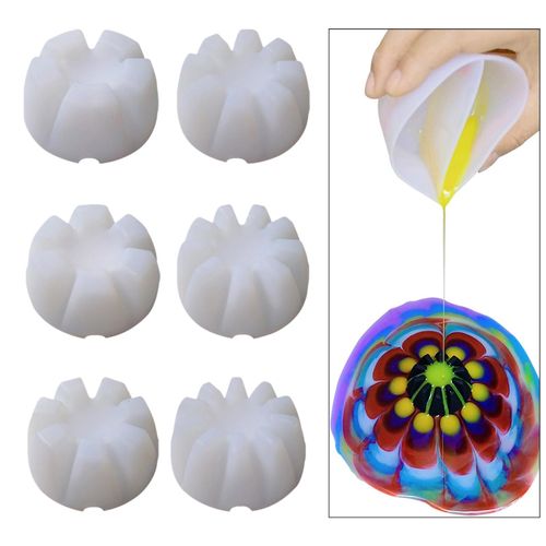 6Pcs Flower Base Silicone Models Candle Soap Making DIY Jewelry White