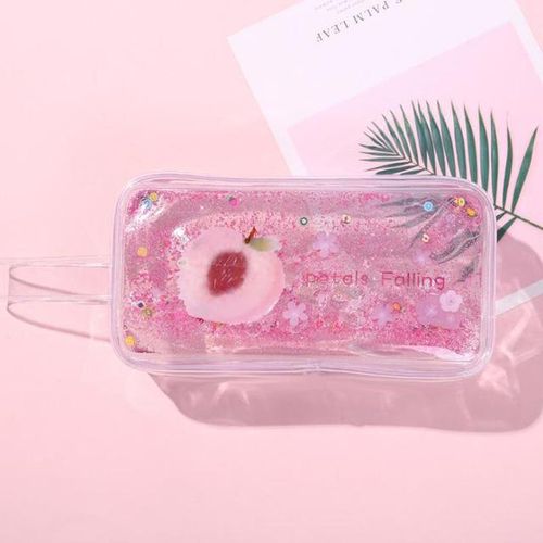 1pc Kawaii Pencil Case Avocado Quicksand Oil Pvc Estuches Pencil Box Pencilcase Pencil Bag School Supplies Portable Coetic Bag