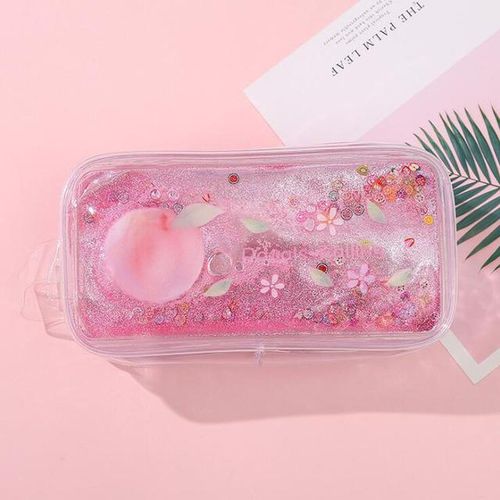 1pc Kawaii Pencil Case Avocado Quicksand Oil Pvc Estuches Pencil Box Pencilcase Pencil Bag School Supplies Portable Coetic Bag
