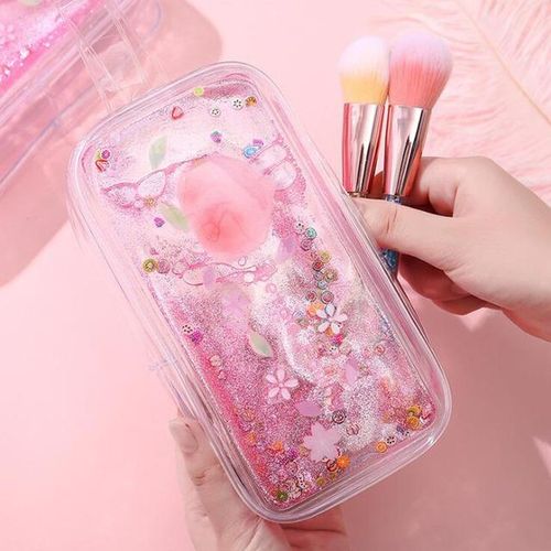 1pc Kawaii Pencil Case Avocado Quicksand Oil Pvc Estuches Pencil Box Pencilcase Pencil Bag School Supplies Portable Coetic Bag