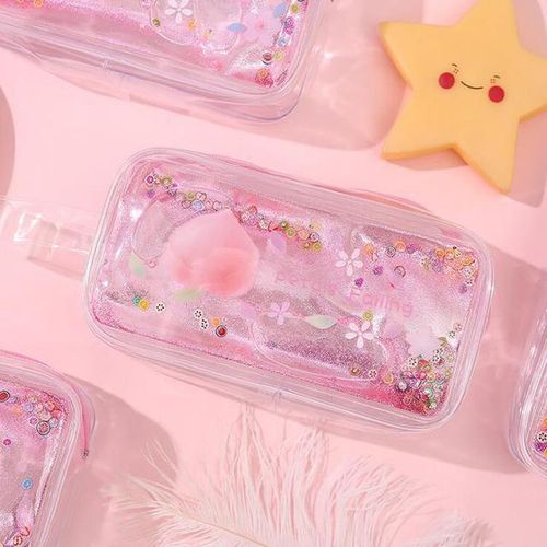 1pc Kawaii Pencil Case Avocado Quicksand Oil Pvc Estuches Pencil Box Pencilcase Pencil Bag School Supplies Portable Coetic Bag